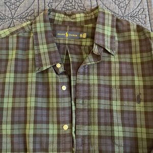Ralph Lauren - Mens long sleeved button up shirt - blue and green - XXL